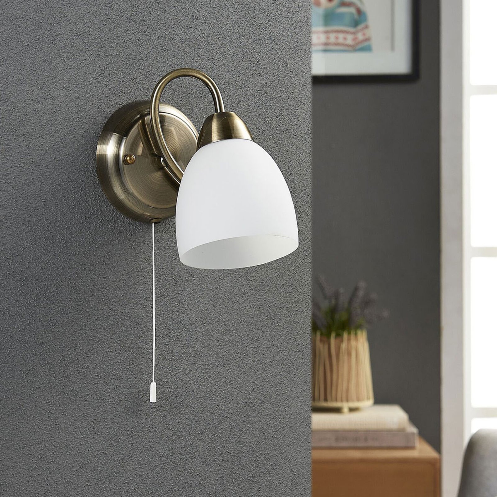 Mael Applique Murale White/Antique Brass - Lindby
