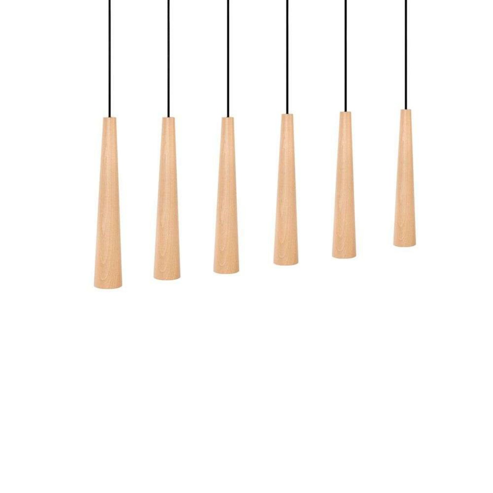 Wooden Round Cones 6 Lustră Pendul Wood/Black - Envostar