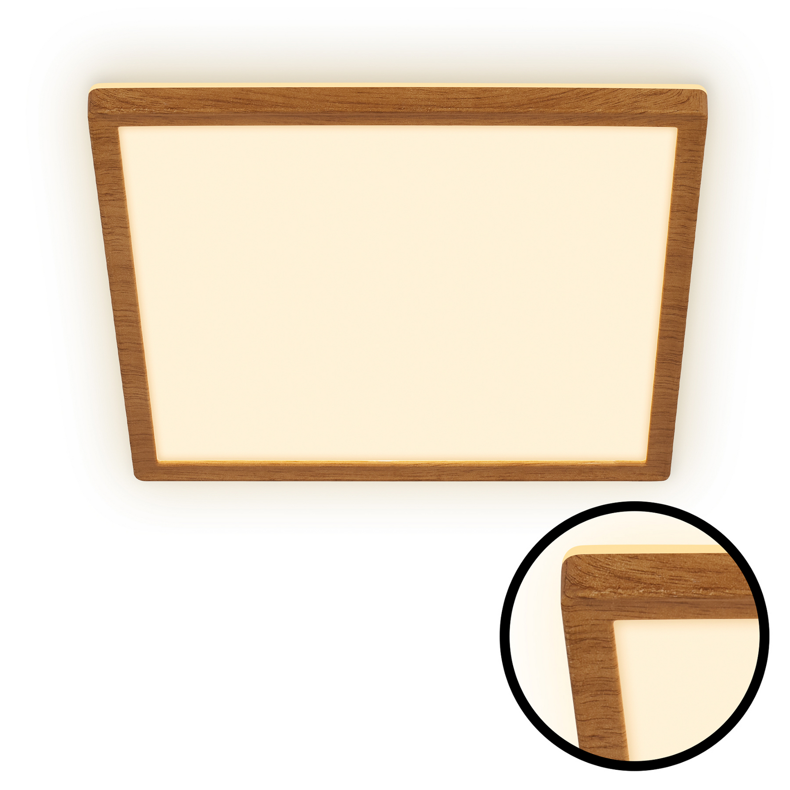 Tava Wood LED ceiling light, 29 x 29 cm, plastic, 3,000 K