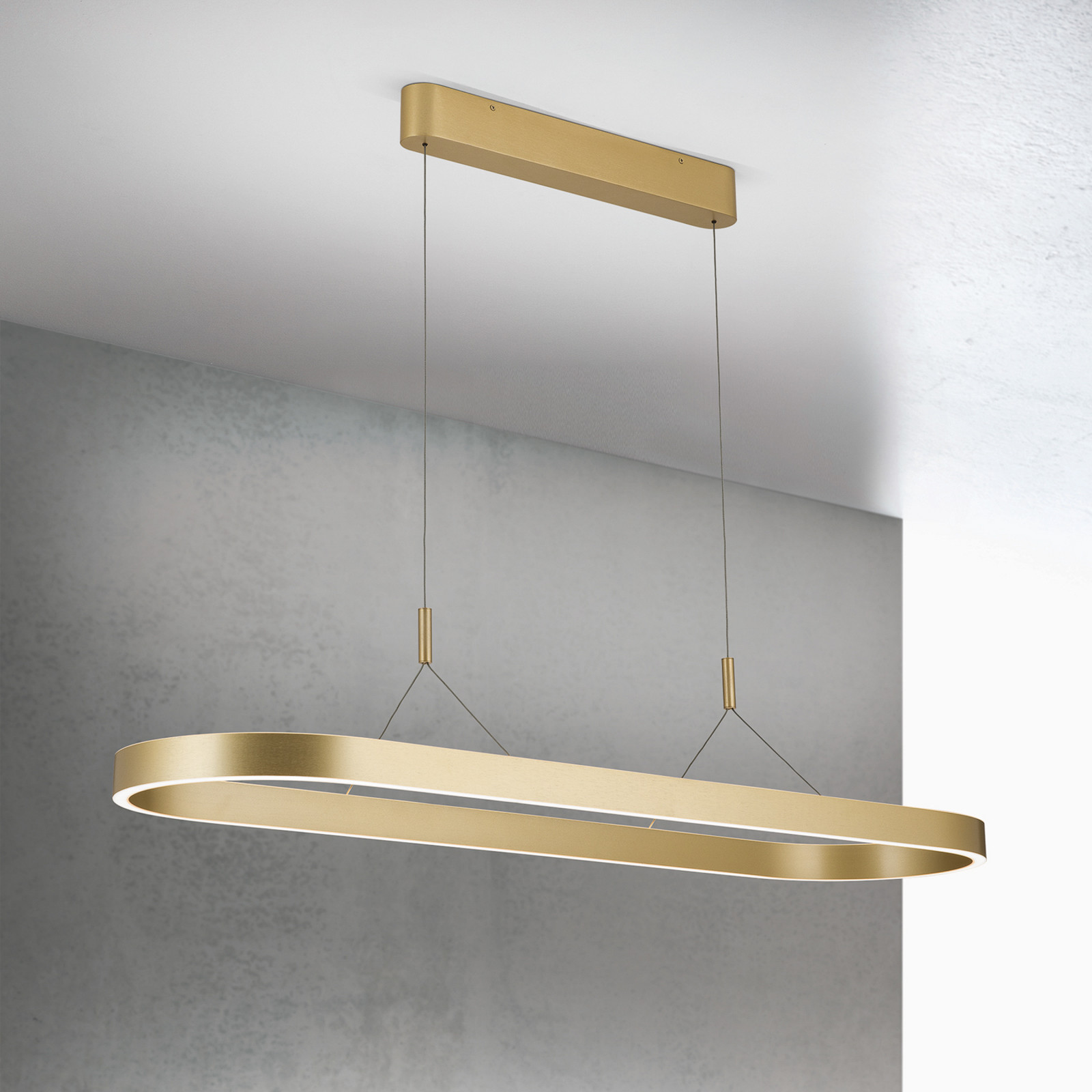 ORION Lampă suspendată LED Carrara aur mat reglabilă pe înălțime CCT - Camera de zi / sufragerie - Modern - auriu mat alb - Aluminiu