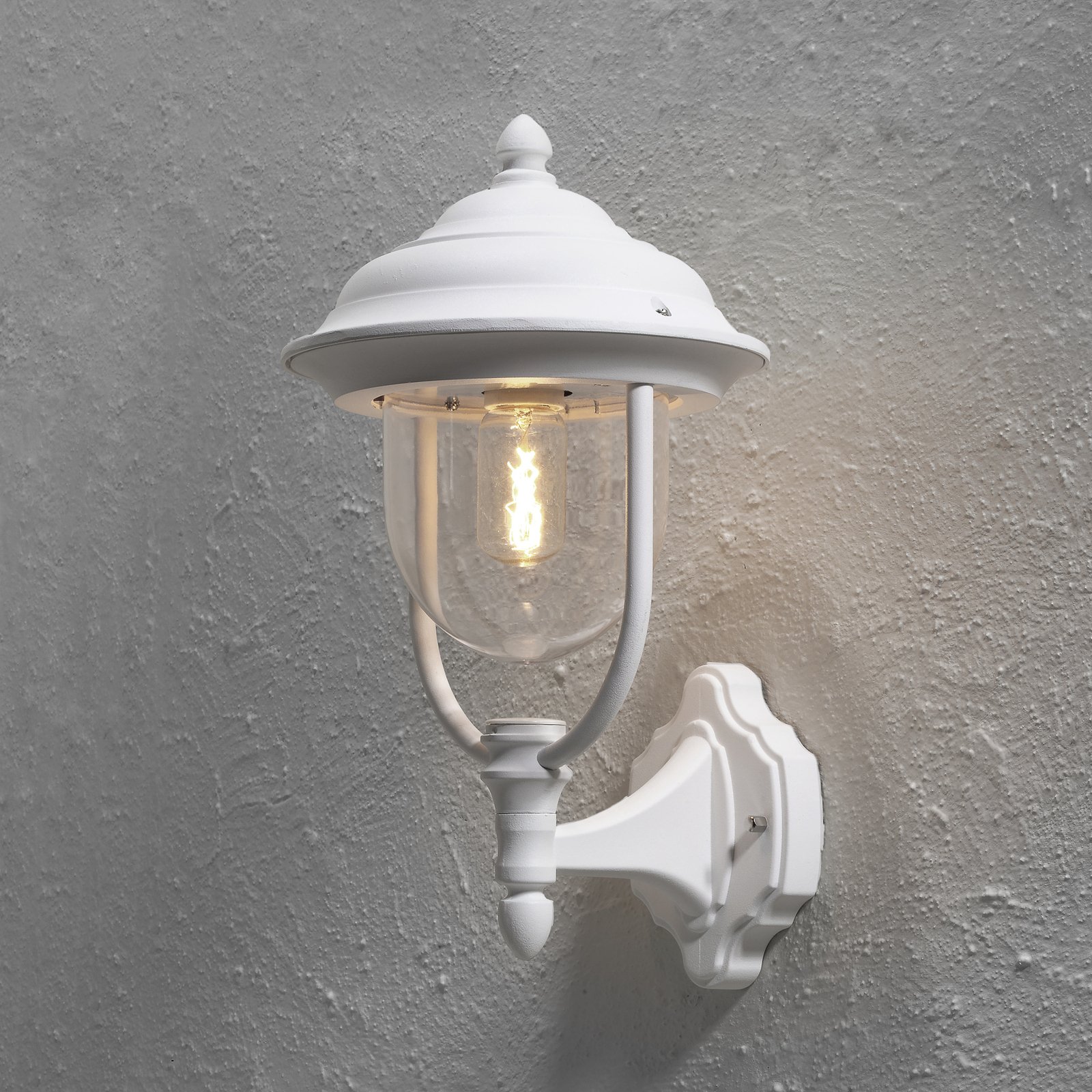 Parma outdoor wall light, standing lantern, white