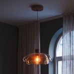 Hängeleuchte Salesiani, burgunderrot, Glas, Metall, E27