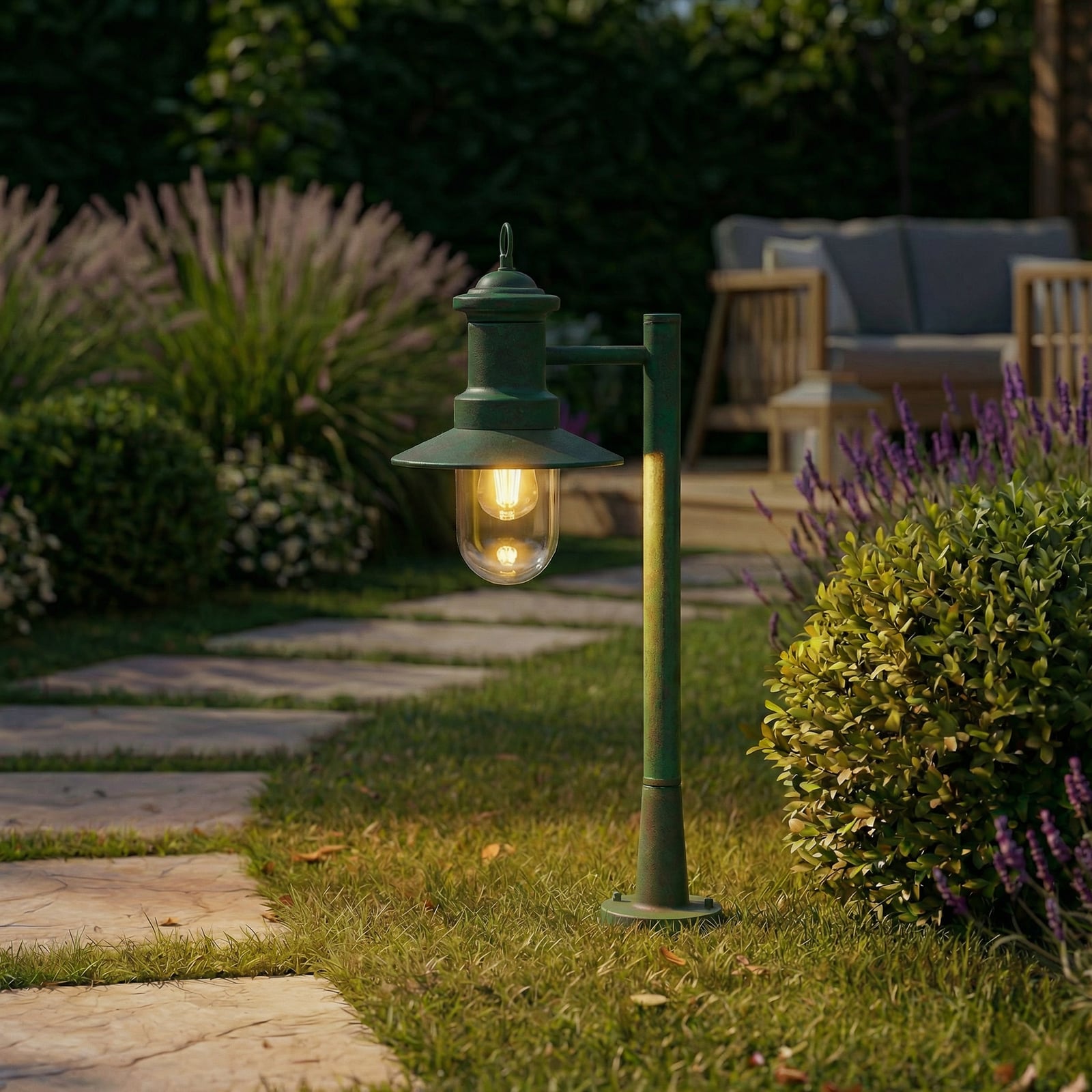 Eloretta svjetiljka za stazu, 60 cm, čelik, zelena, E27, IP44 - Lindby