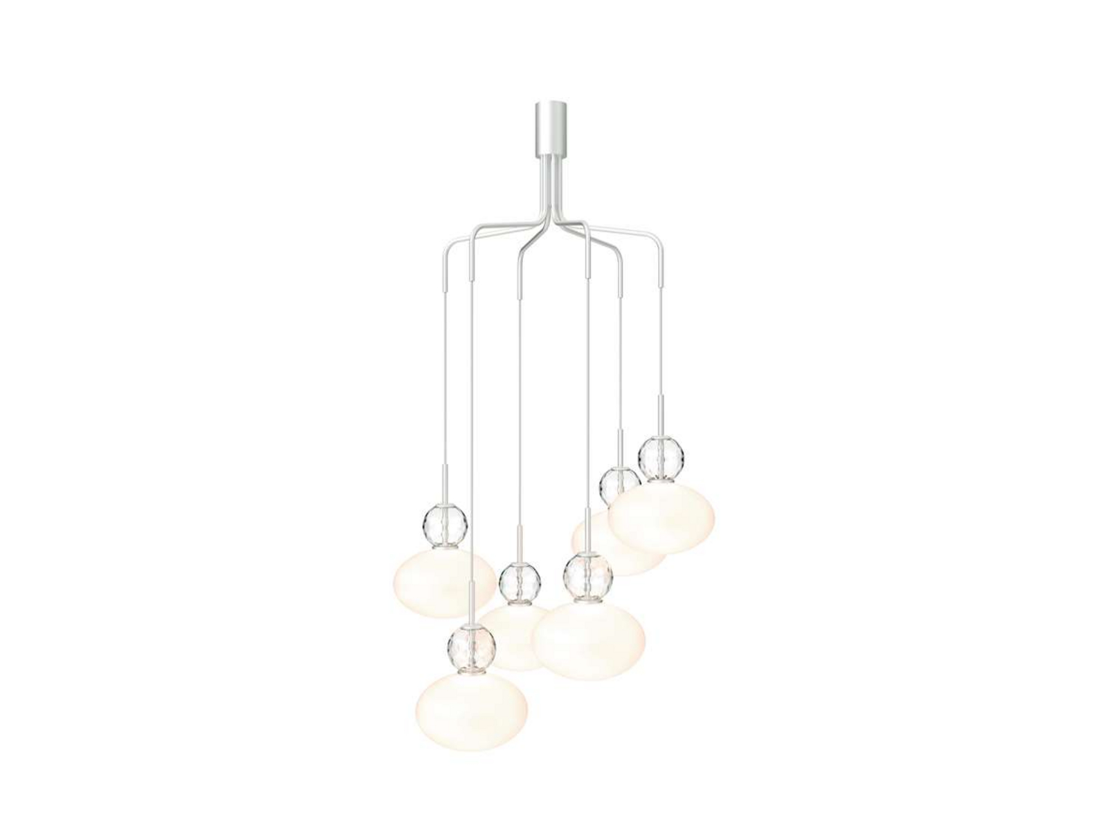 Rizzatto Cluster 6 Candelabro Satin Silver/Opal - Nuura