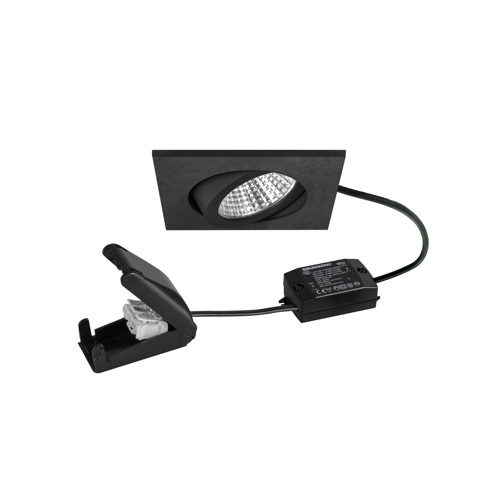 BRUMBERG BB05 LED recessed spotlight on/off connection box black