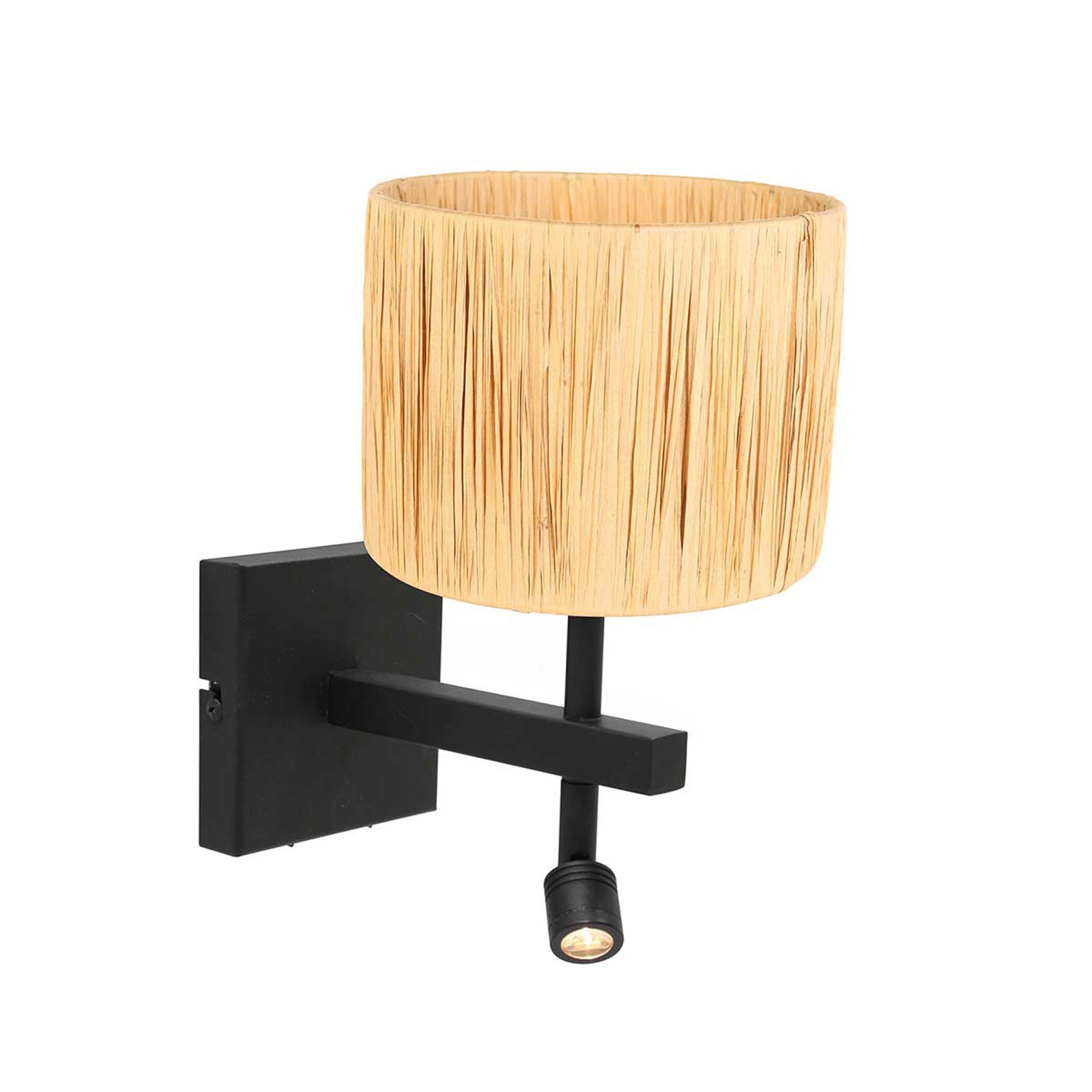 Kinkiet Stang, lampka do czytania LED, naturalny wiklinowy materiał