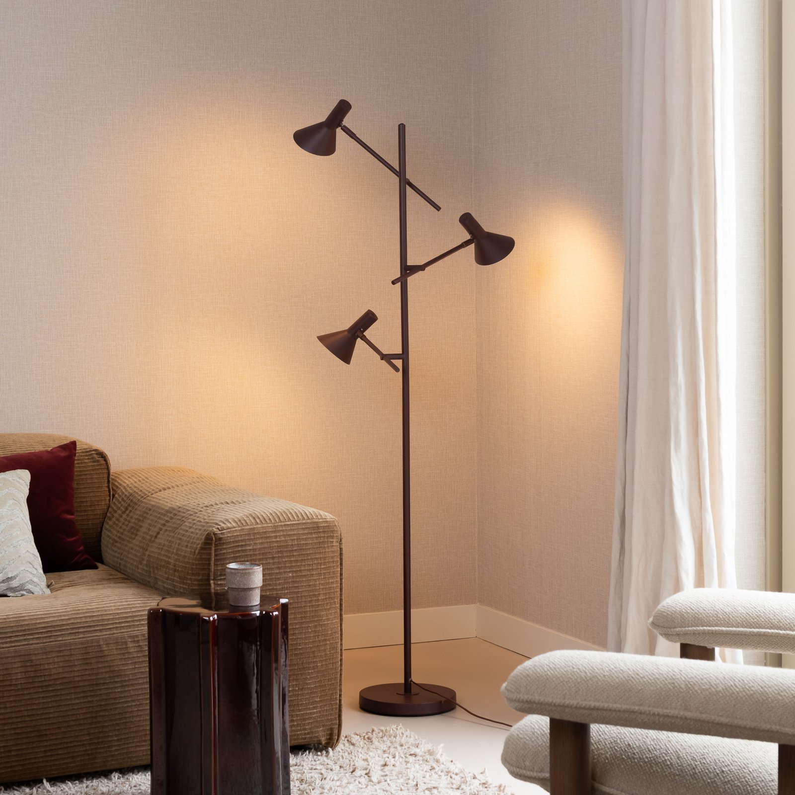 IT'S ABOUT ROMI Stehlampe Izmir, dunkelrot, 3-flammig