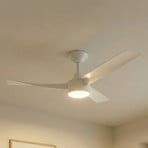 Lucande LED-Deckenventilator Airona, weiß, DC, leise, dim.