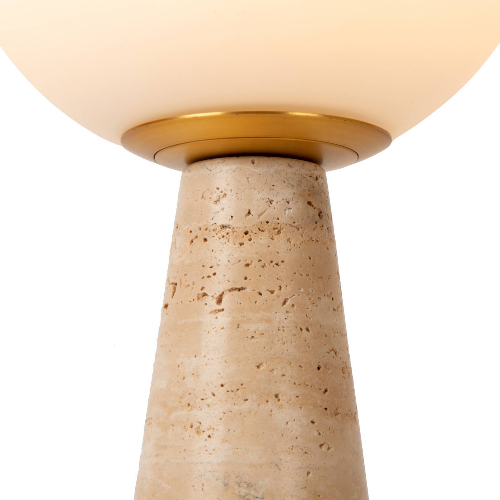Lampa stołowa Evin, kolor kremowy, wysokość 46 cm, kamień/szkło