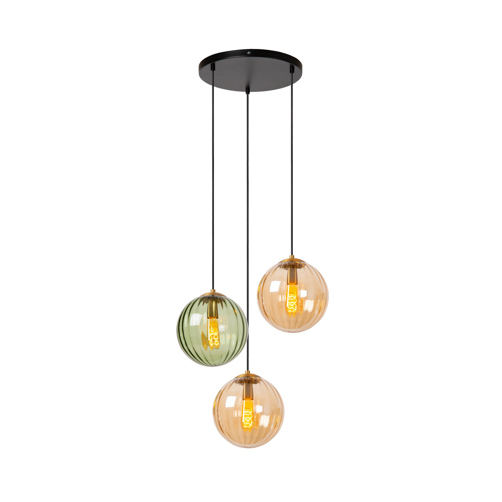 Suspension Monsaraz, Ø 35 cm, ambre/vert, verre, E27