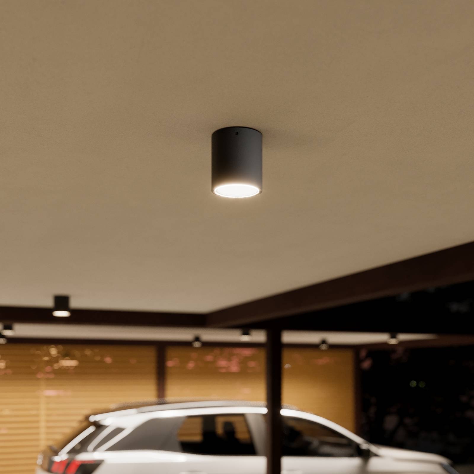 Lucande Kulatý LED venkovní stropní reflektor Meret, IP54