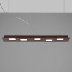 Elongated LED hanging lamp Quarter in brown