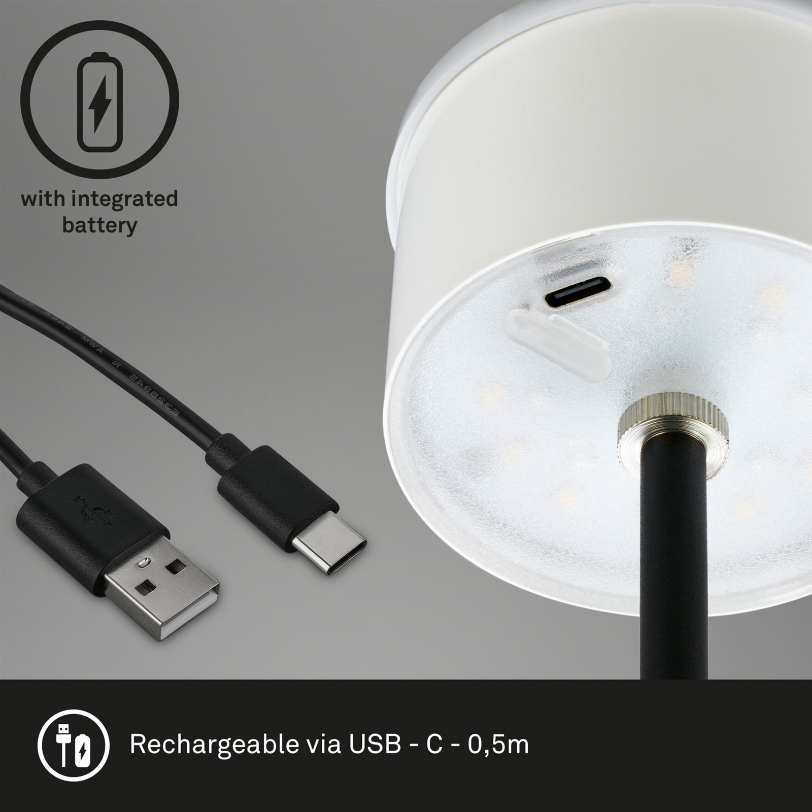 Lampada da tavolo LED Kiki con batteria ricaricabile RGBW, nero