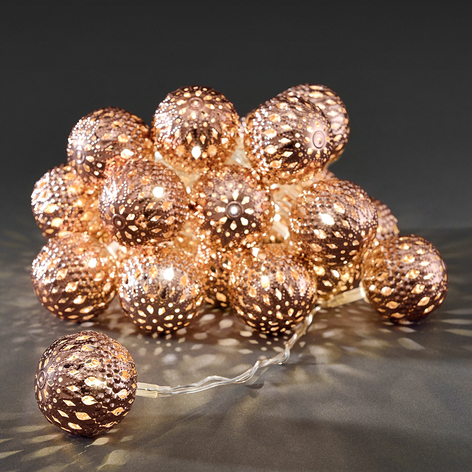 Bronsef. Metallbollar LED-ljuskedja vv 24-arm
