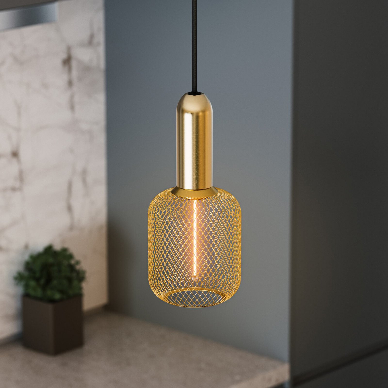 OSRAM Κρεμαστό φωτιστικό VINTAGE 1906 ROUND, χρυσό, μέταλλο, Ø 10 cm