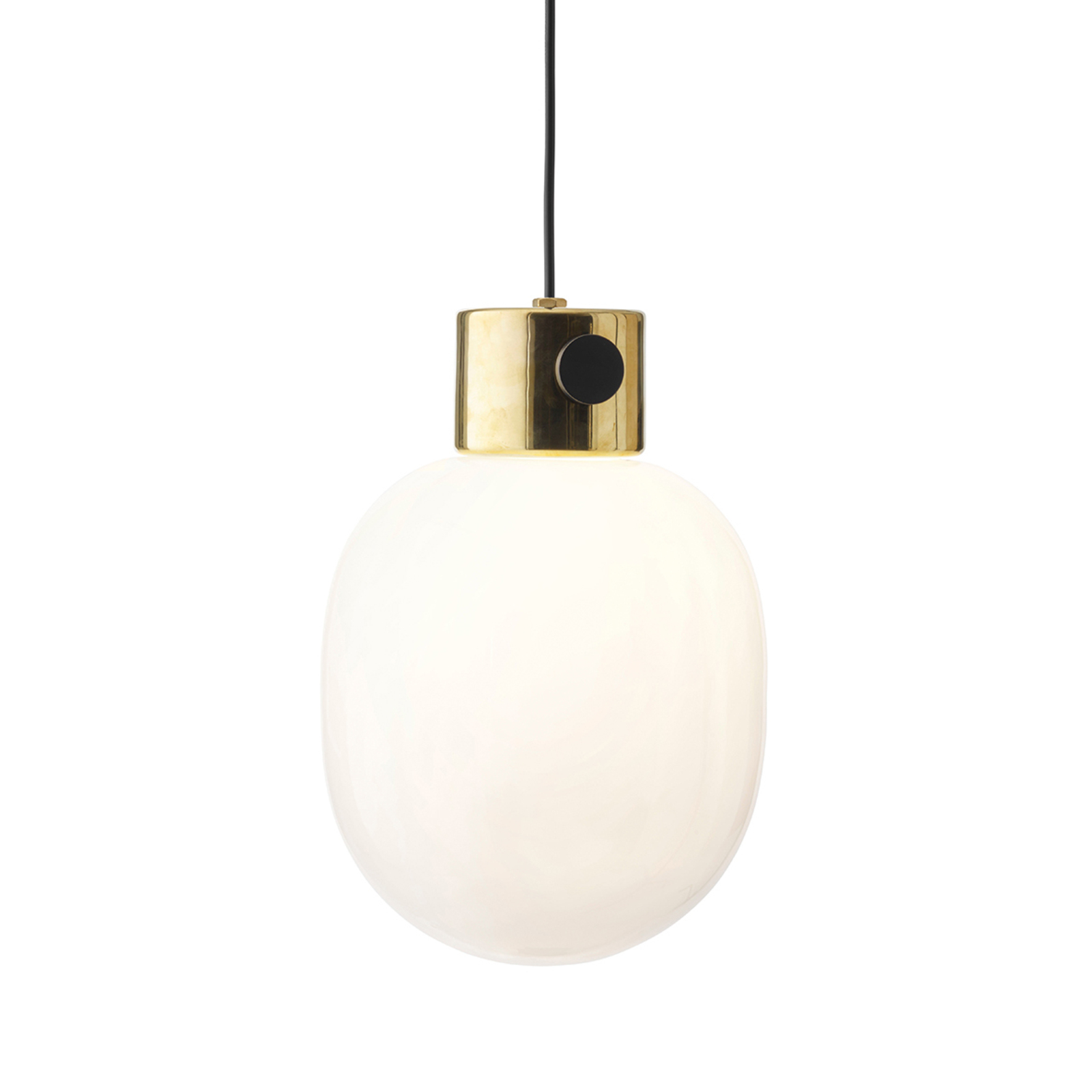 MENU Menu JWDA pendant light, brass and opal glass, for Living / Dining Room, opal glass, polished brass, G9, 40 W, energy efficiency: A++, H: 33.5 cm