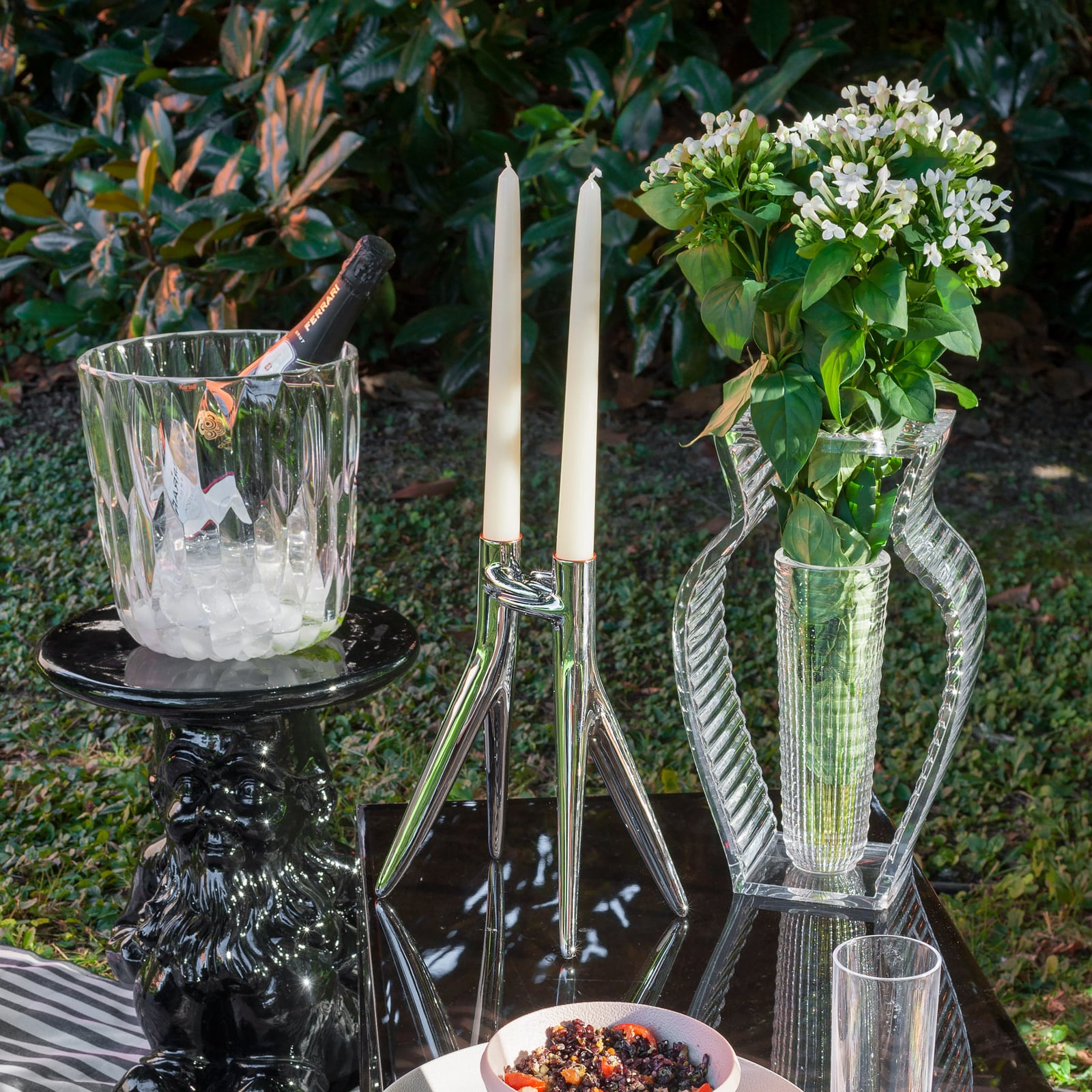 Abbracciaio Kerzenhalter, chrom, Höhe 25 cm, Alu - Kartell