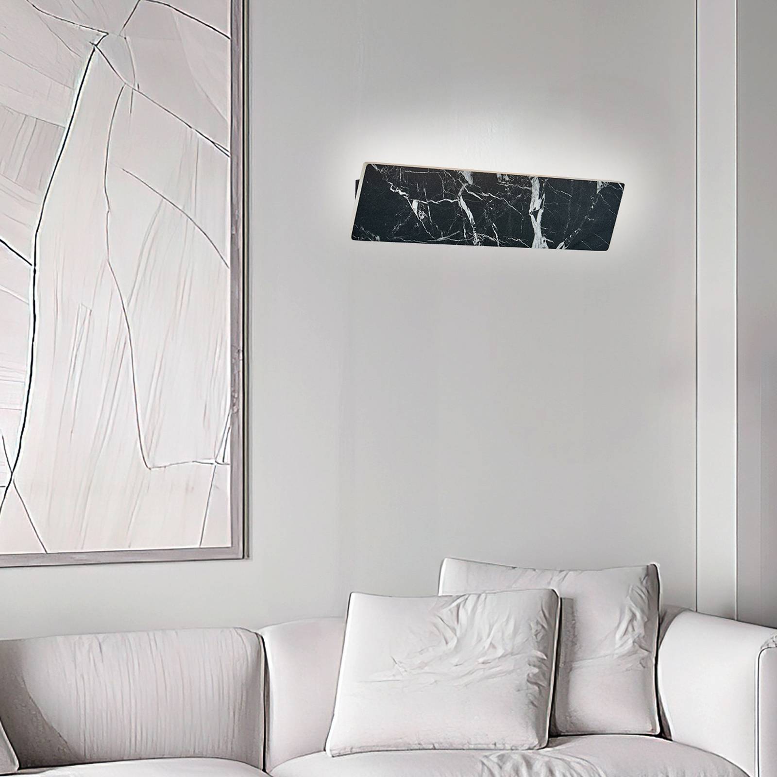 LED-Wandlampe Selena, Breite 40 cm, schwarz, Kunststein günstig online kaufen