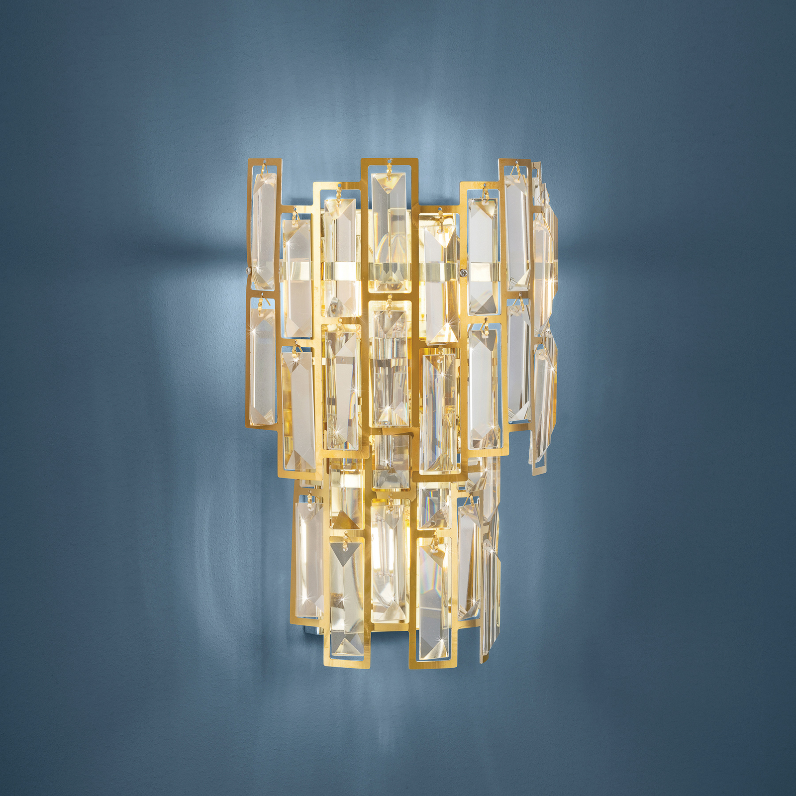 Stars of Light Calmeilles wall light, brass, 33 cm glass