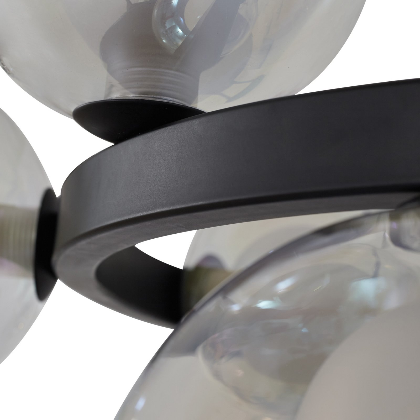 Lucande Hängeleuchte Marvi, Ø 68 cm, schwarz, Glas, Metall