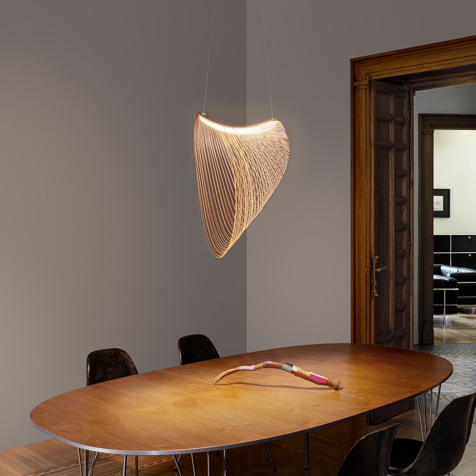 Luceplan Illan lampada a sospensione in legno a LED dimmerabile