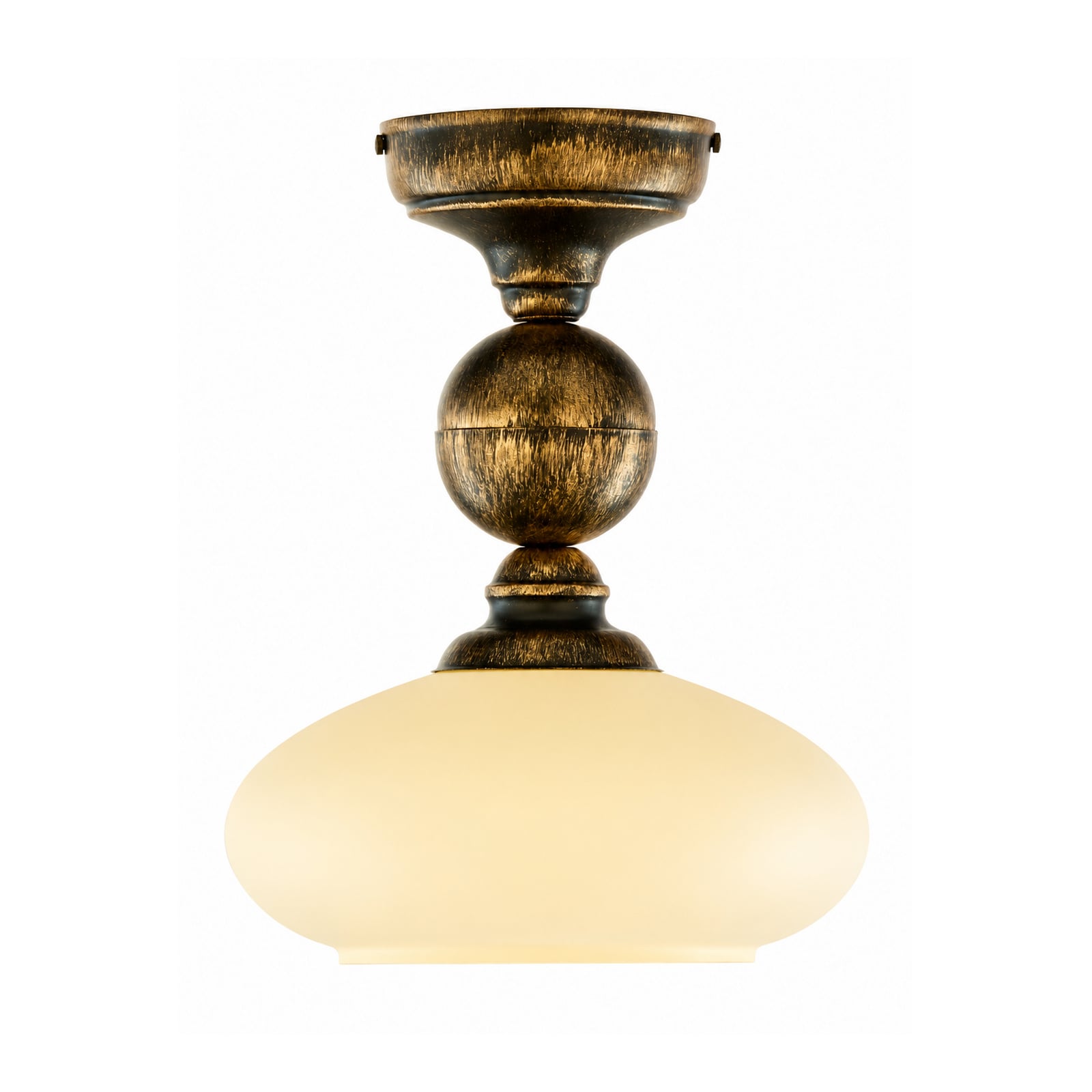 Deckenleuchte Bolero, schwarz-gold, creme, Stahl, Glas, E27