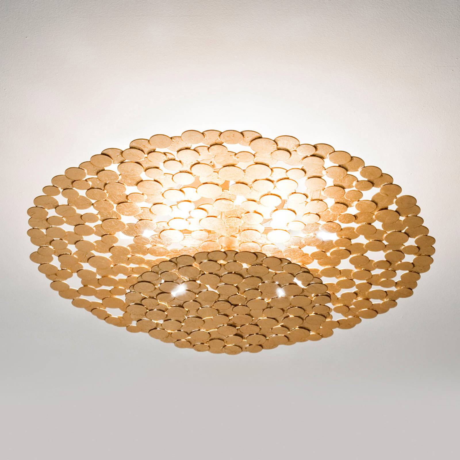 Terzani Attractive Tresor ceiling light 60 cm, gold, for Living / Dining Room, metal, G9, 33 W, energy efficiency: A++