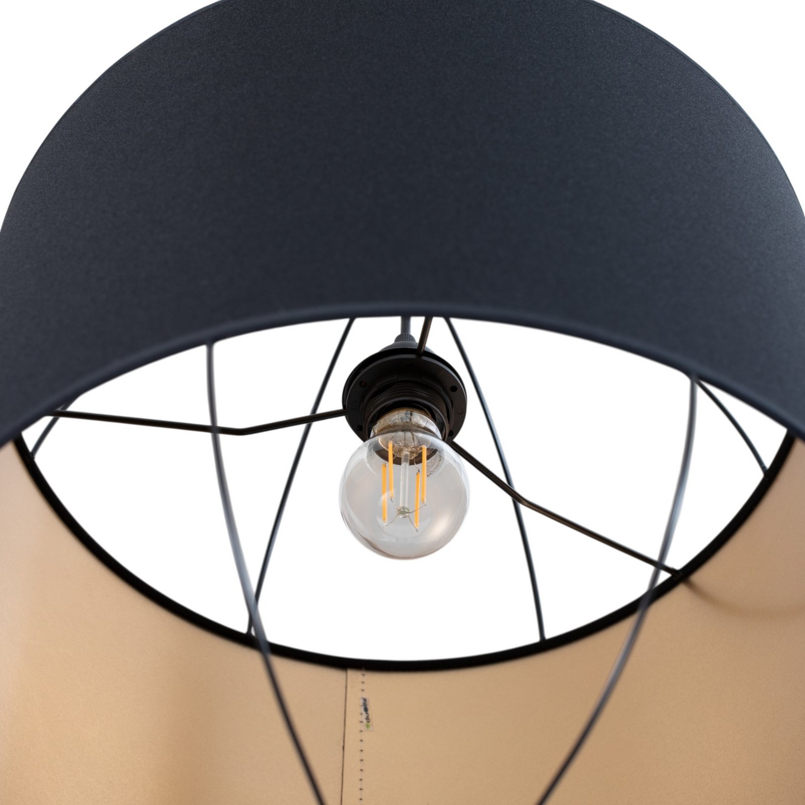 Lampion Viseće svjetlo srednje veličine, crno/zlatno, tkanina, E27