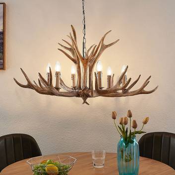 Lindby Tejask hanglamp, gewei, 6-lamps, 102 cm