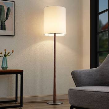 Lucande Larkira stoffen vloerlamp, rond, 38 cm