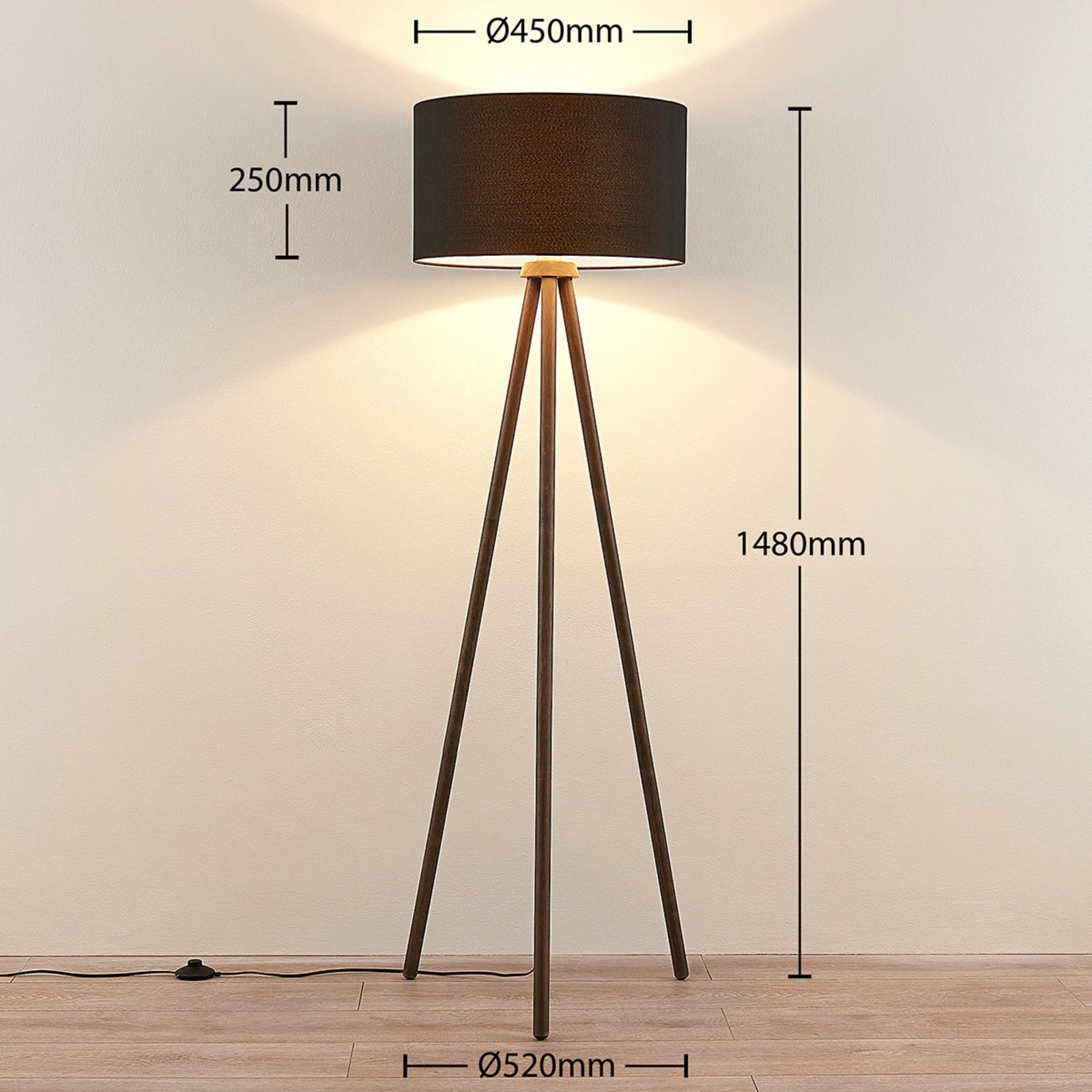 Majken Floor Lamp Dark Grey/Black - Lindby