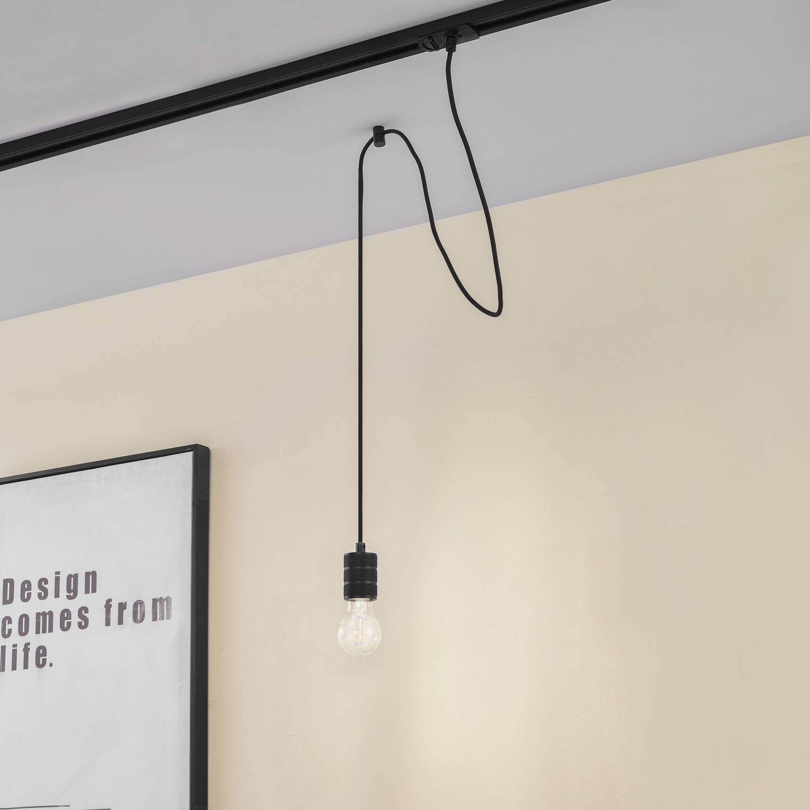 Lindby Pendellampe Linaro, Ø 4,6 cm, schwarz, 1-Phasen, E27 günstig online kaufen