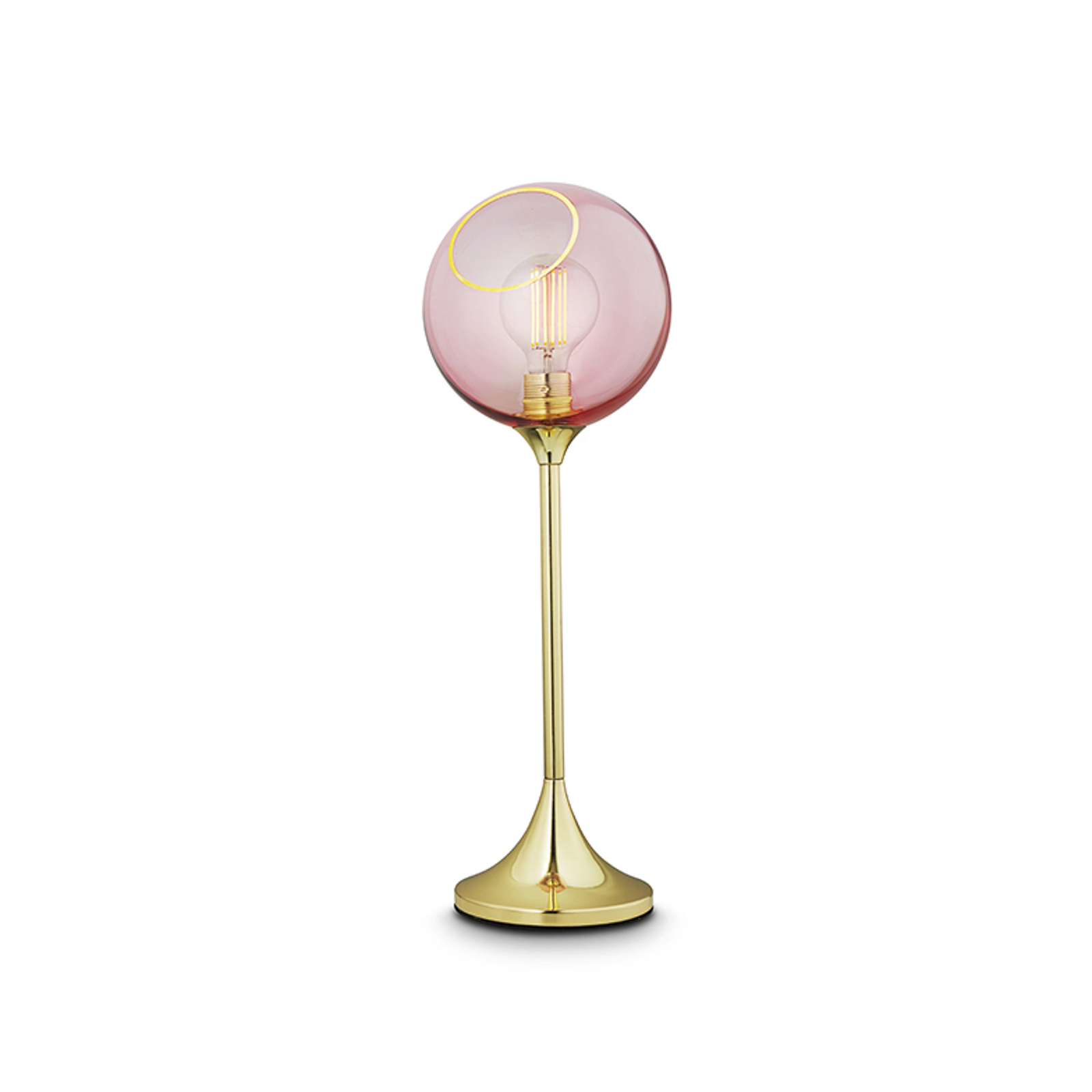 Ballroom table lamp, pink, glass, hand-blown, dimmable