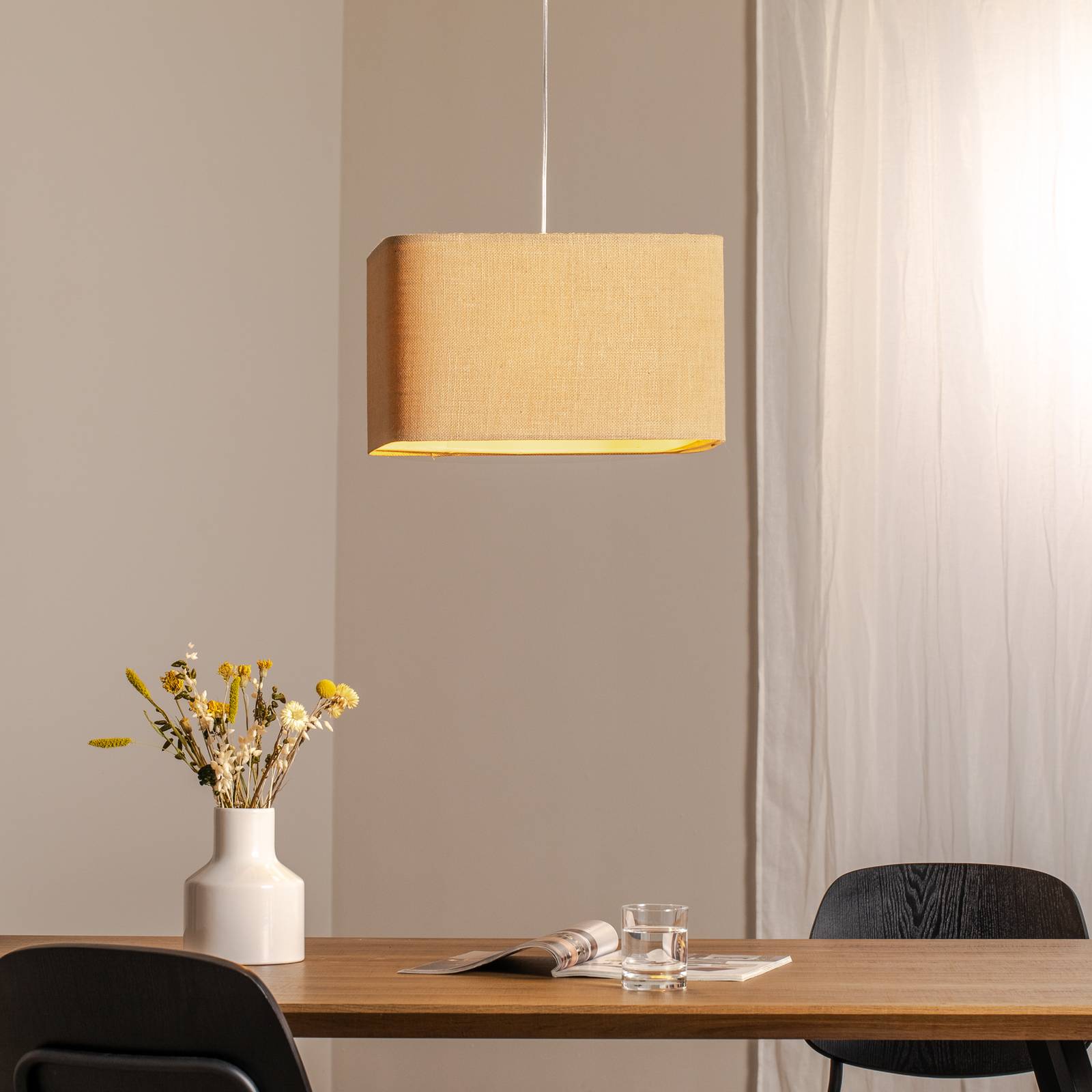 Hängeleuchte Kwadro, beige, 40 x 40 cm, Jutestoff günstig online kaufen