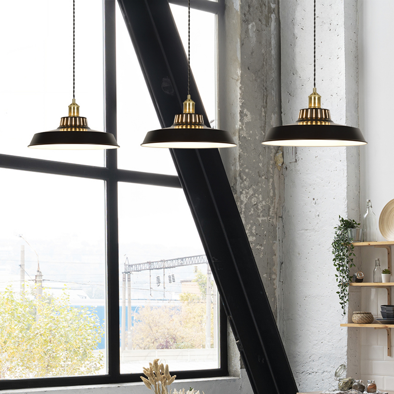 Lampa za vješanje Thelma, mat crna, Ø 38 cm - Corep SAS