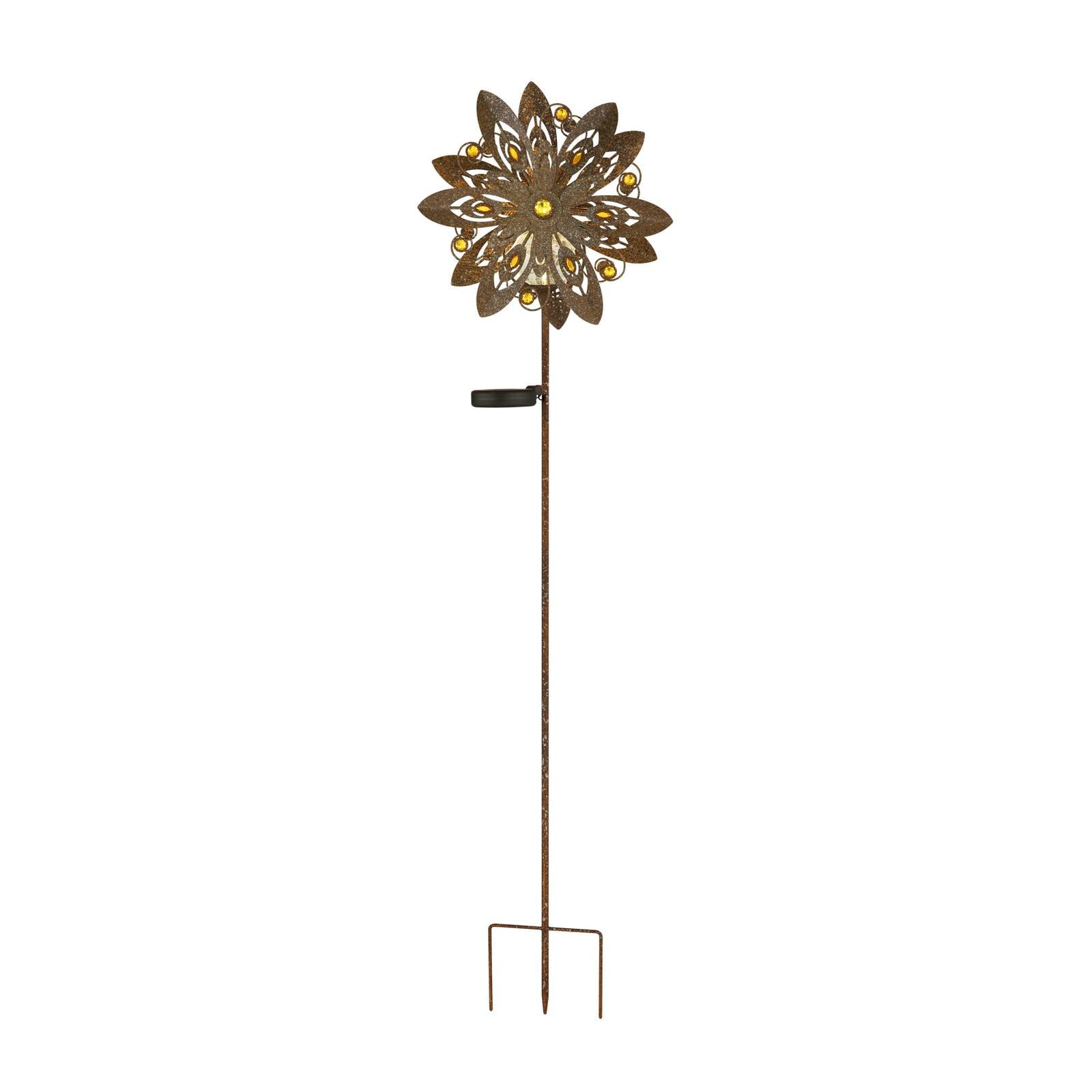 LED-Solarleuchte 36578, Erdspieß, rostbraun, Metall, Glas