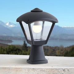 Lampioncino Mididisma/Dario, nero, coperchio trasparente
