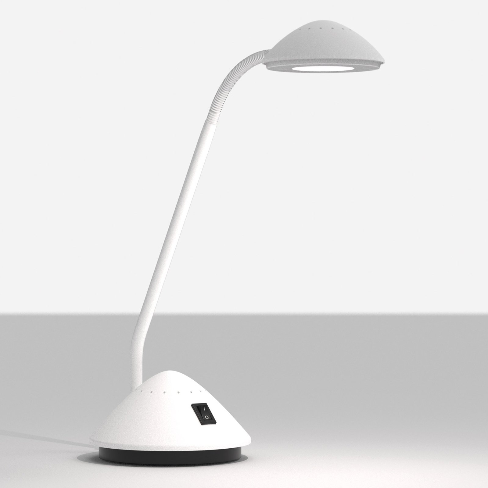 LED stolní lampa MAULarc, flexibilní rameno, bílá