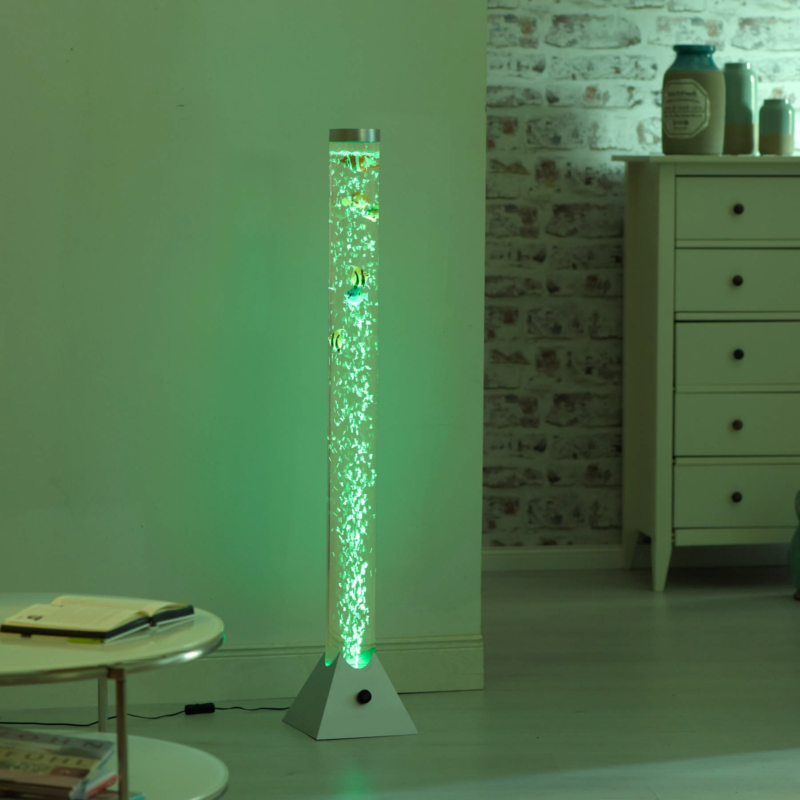Dekorative Wassersäule Ava mit LEDs und Fischen