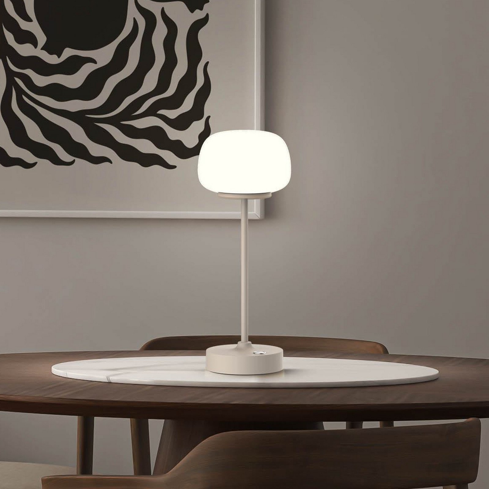 Näve Lampă de masă LED reîncărcabilă Pina bej Înălțime 278 cm Metal/vidră Touch - Camera de zi / sufragerie - modern - bej alb satinat