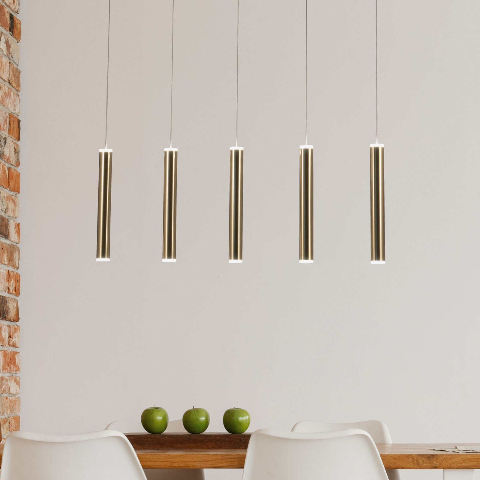Fabas Luce LED pandantiv Prado auriu 5 lumini liniar reglabil - Camera de zi / sufragerie - modern - auriu alb satinat negru - Metal