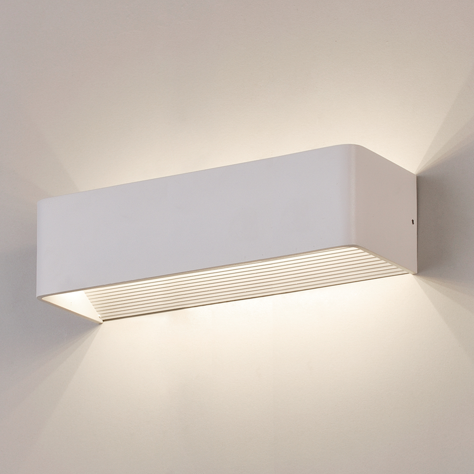 LED wall light Icon, white, Up&amp;Down, width 37 cm