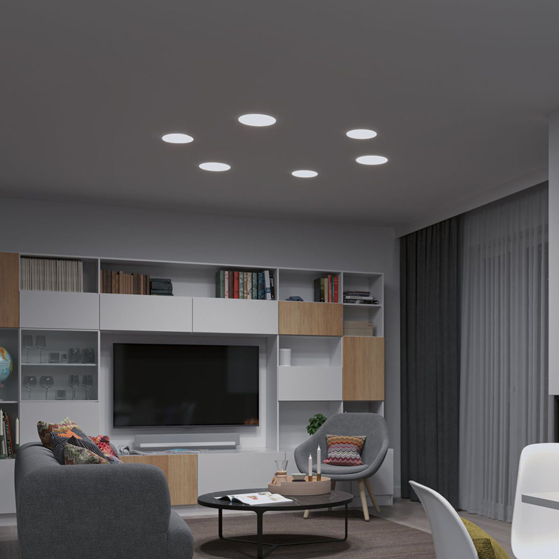 Paulmann LED-panel Veluna rund 3-step CCT 18,5cm - moderne downlight - taklampe Stue / spisestue - plast