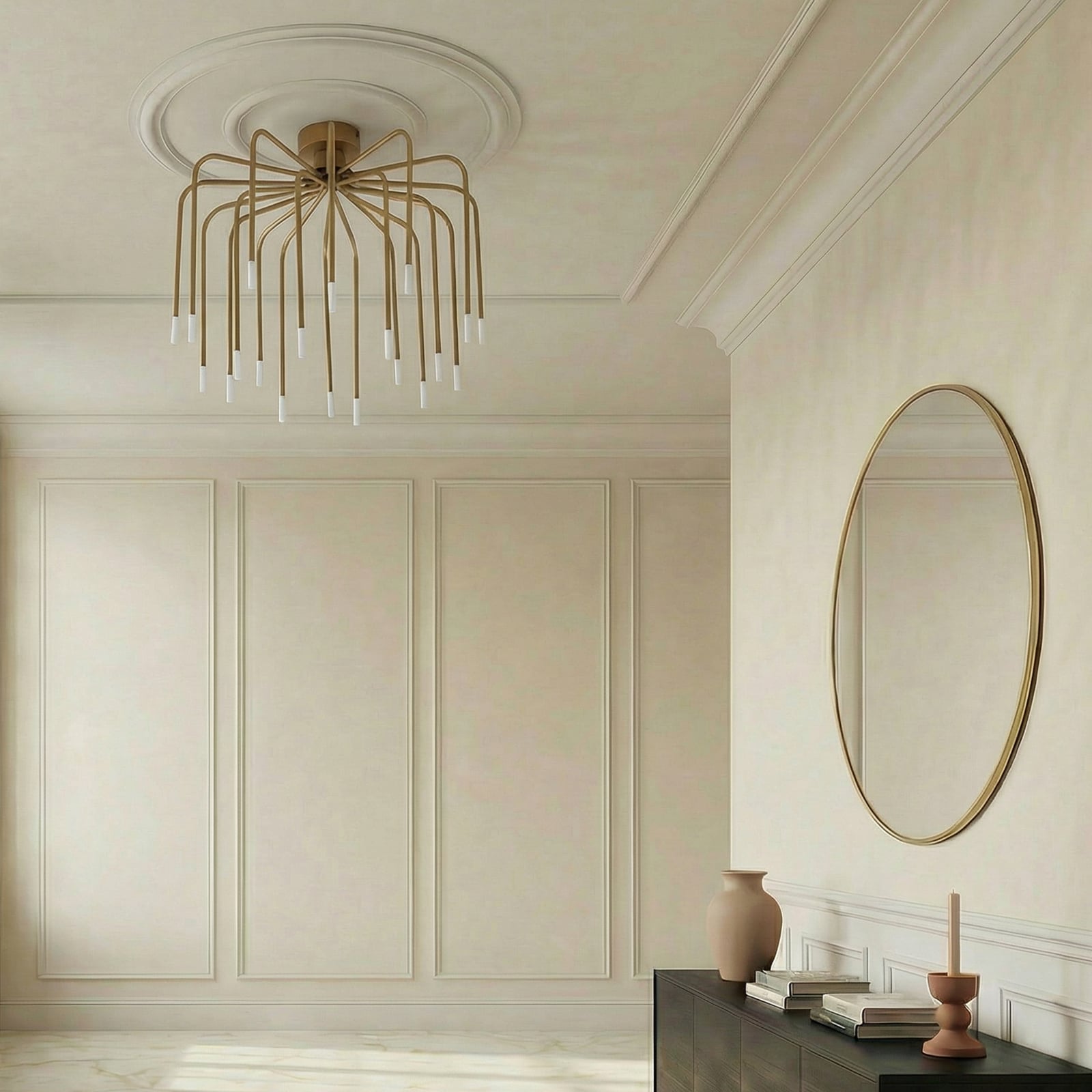 Lucande LED-Deckenlampe Ariadne, Ø 57cm, gold matt, 20-flg. Lucande LED-Deckenlampe Ariadne, Ø 57cm, gold matt, 20-flg.