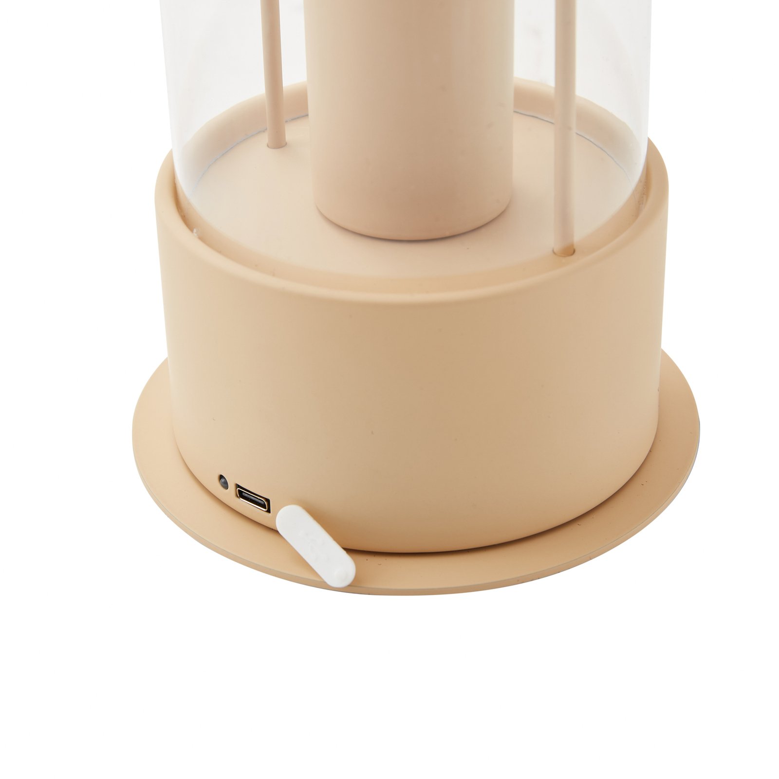 Lindby rechargeable table lamp Yvette, apricot, IP44, touch dimmer