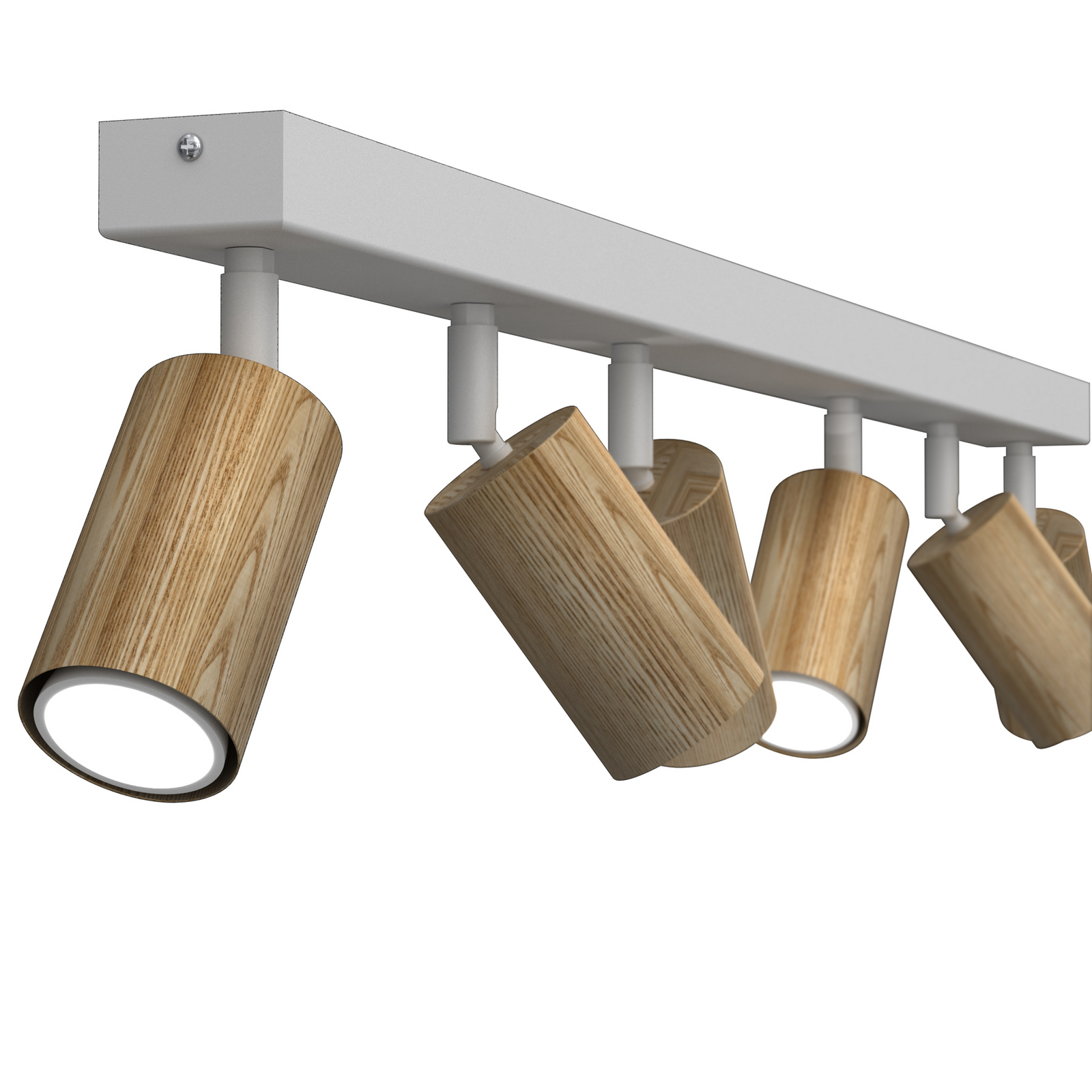 Nisse ceiling spotlight, white, length 90 cm, 5-bulb, wood/metal Nisse ceiling spotlight, white, length 90 cm, 5-bulb, wood/metal