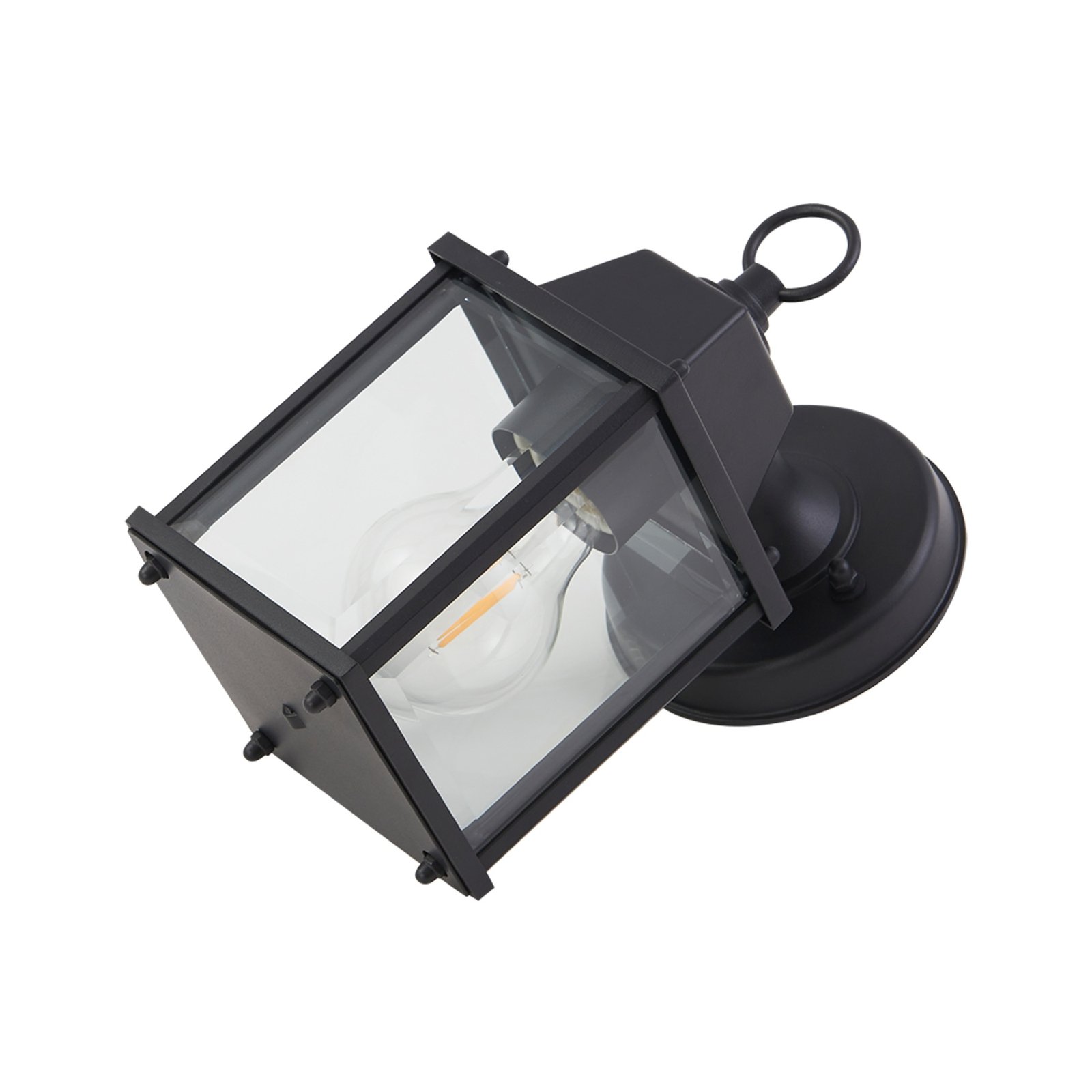 Lindby outdoor wall light Rurik, black, glass, aluminium, E27