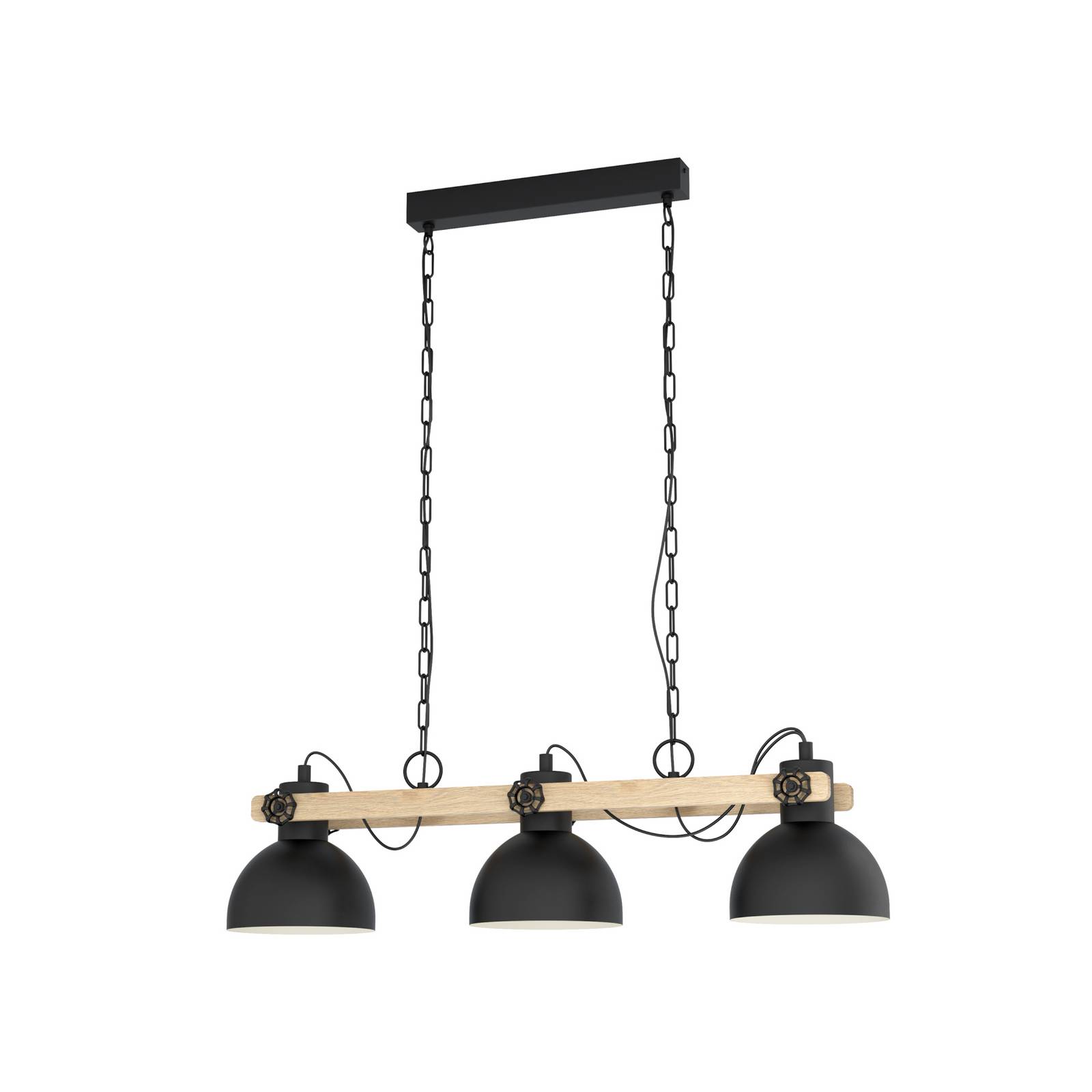 Pendelleuchte Lubenham in Schwarz und Natur E27 3-flammig - black - Eglo
