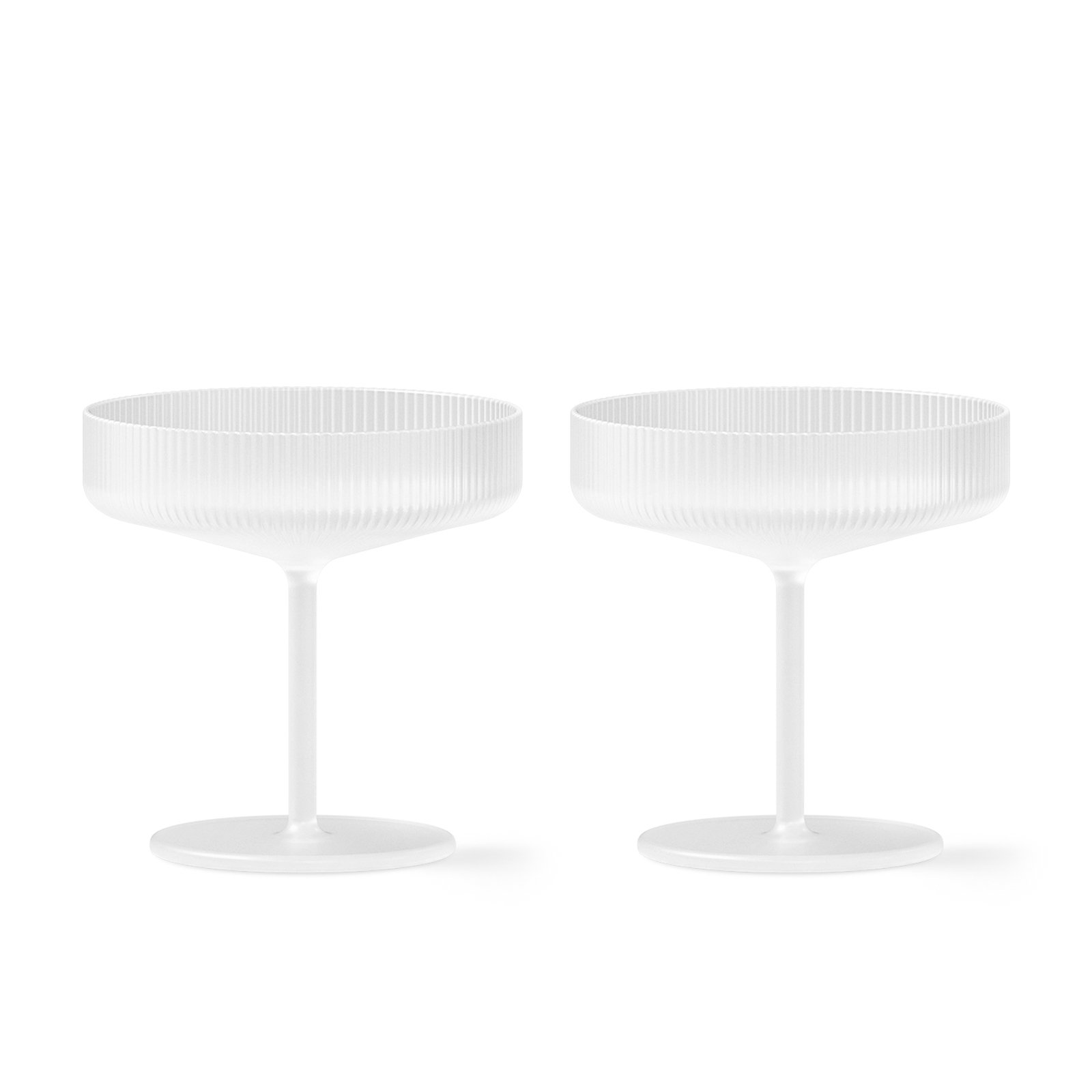 ferm LIVING Ripple champagne bowl, white, 150 ml, glass, set of 2