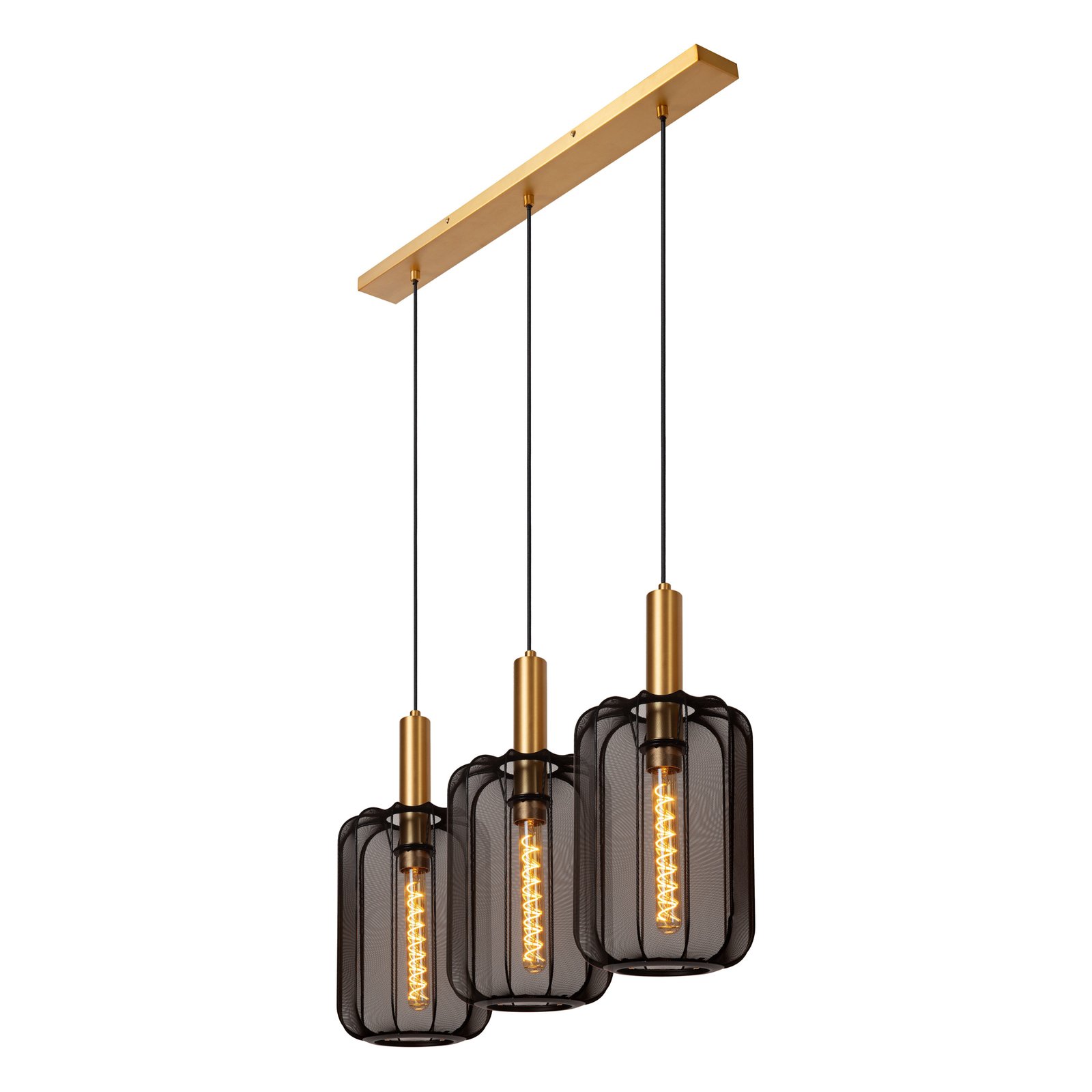 Suspension Corina, noir, à 3 lampes, E27